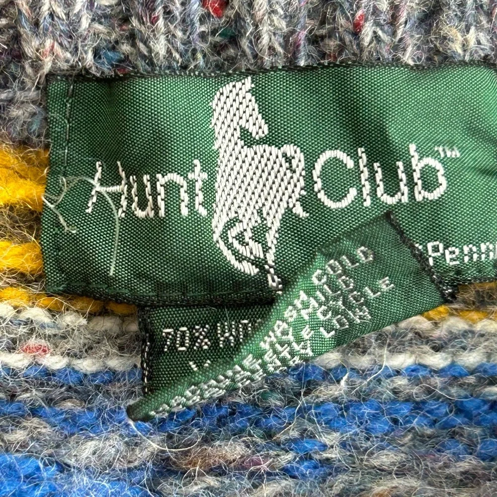 Vintage Hunt Club Wool Sweater
Fair Isle
90s
Blue Yellow Grey
Size XL - Picture 2 of 6